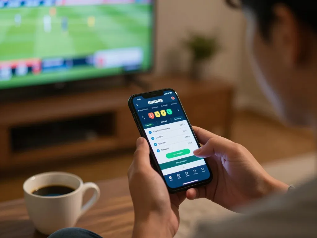 Engaging in BONG88 sports betting on a smartphone, highlighting the app's interface.