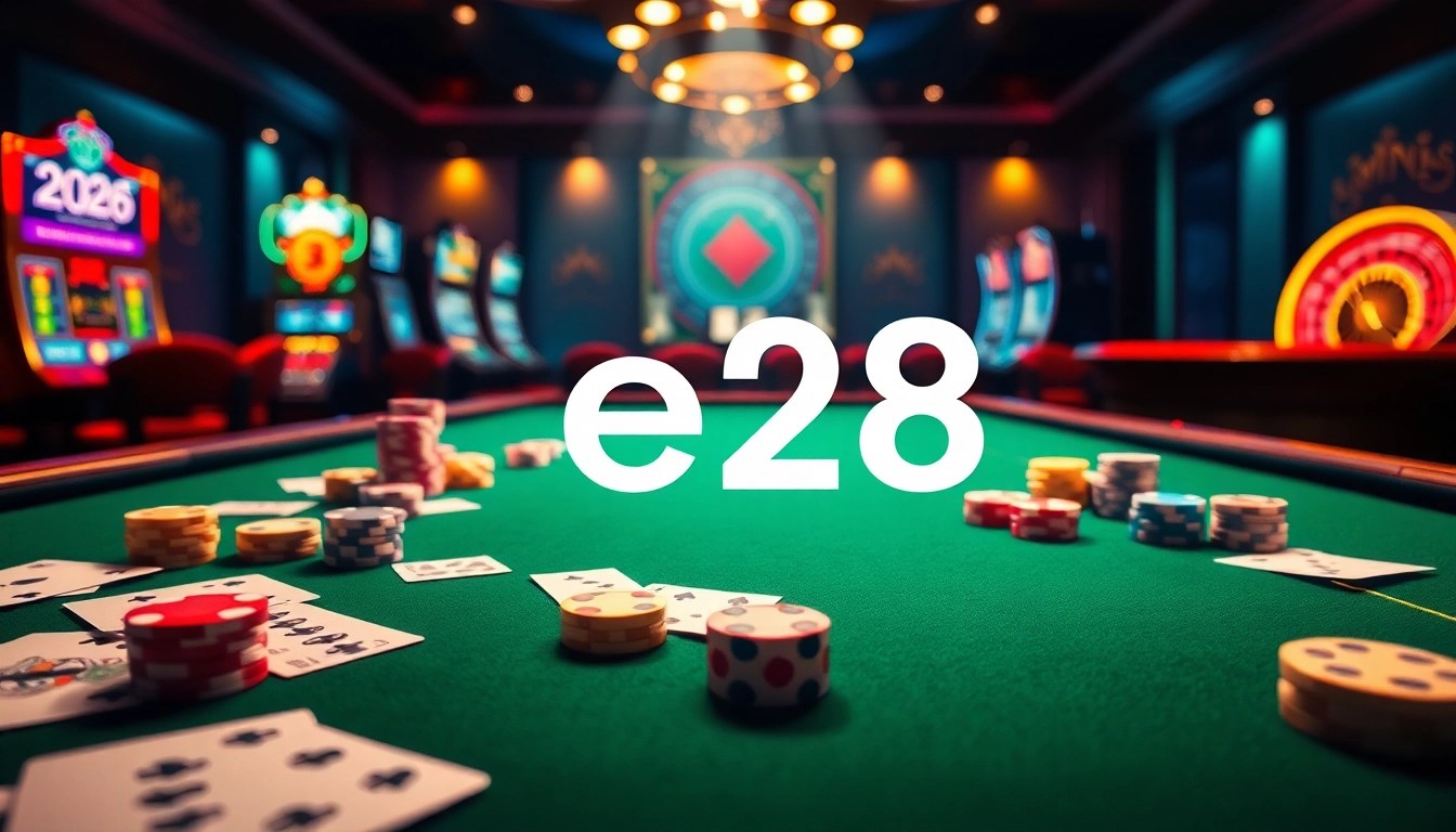 Engage with e28’s thrilling casino experience featuring vibrant gaming elements and elegant visuals.
