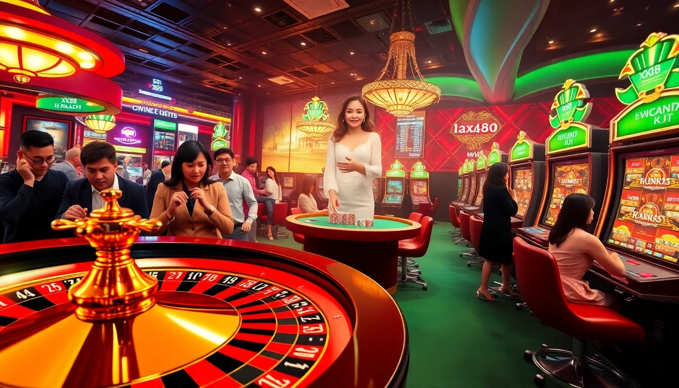 Action-packed scene at XX88 casino showcasing vibrant tables and high stakes.