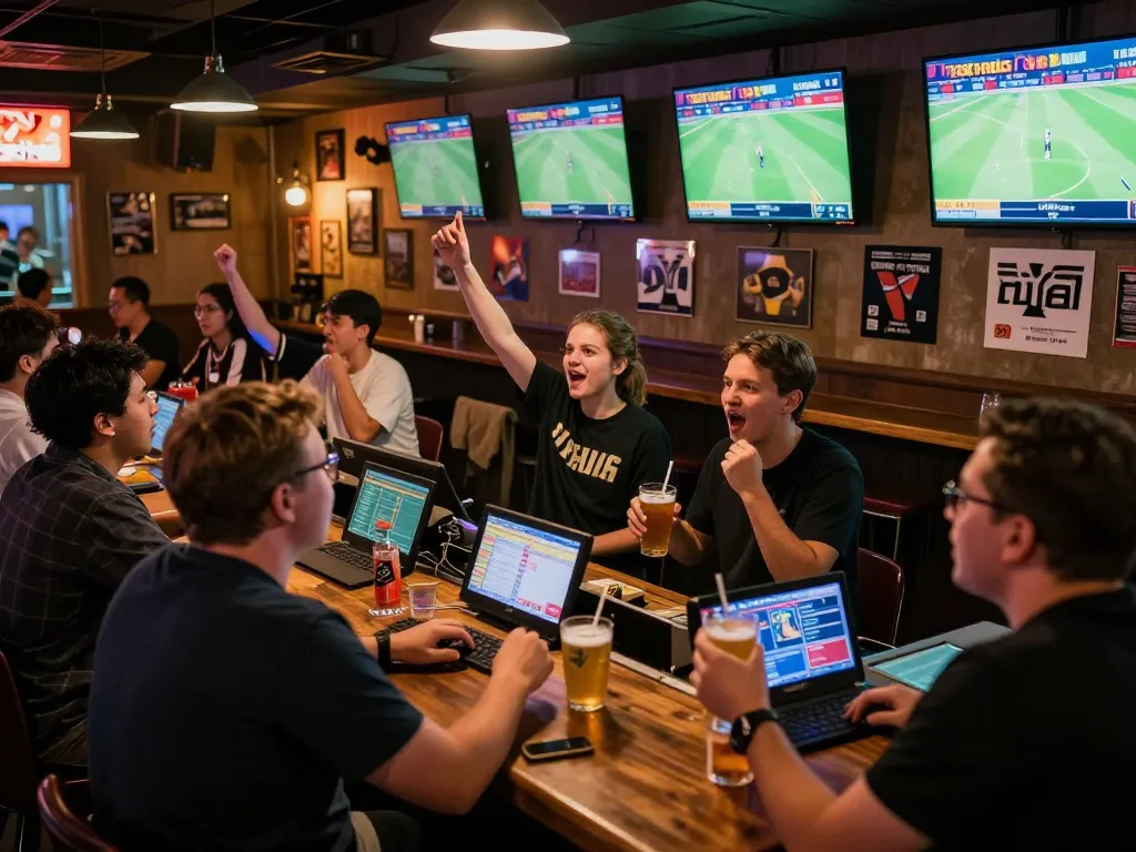 The excitement of live sports betting fills the atmosphere as fans enthusiastically celebrate their bets on ผลบอล.