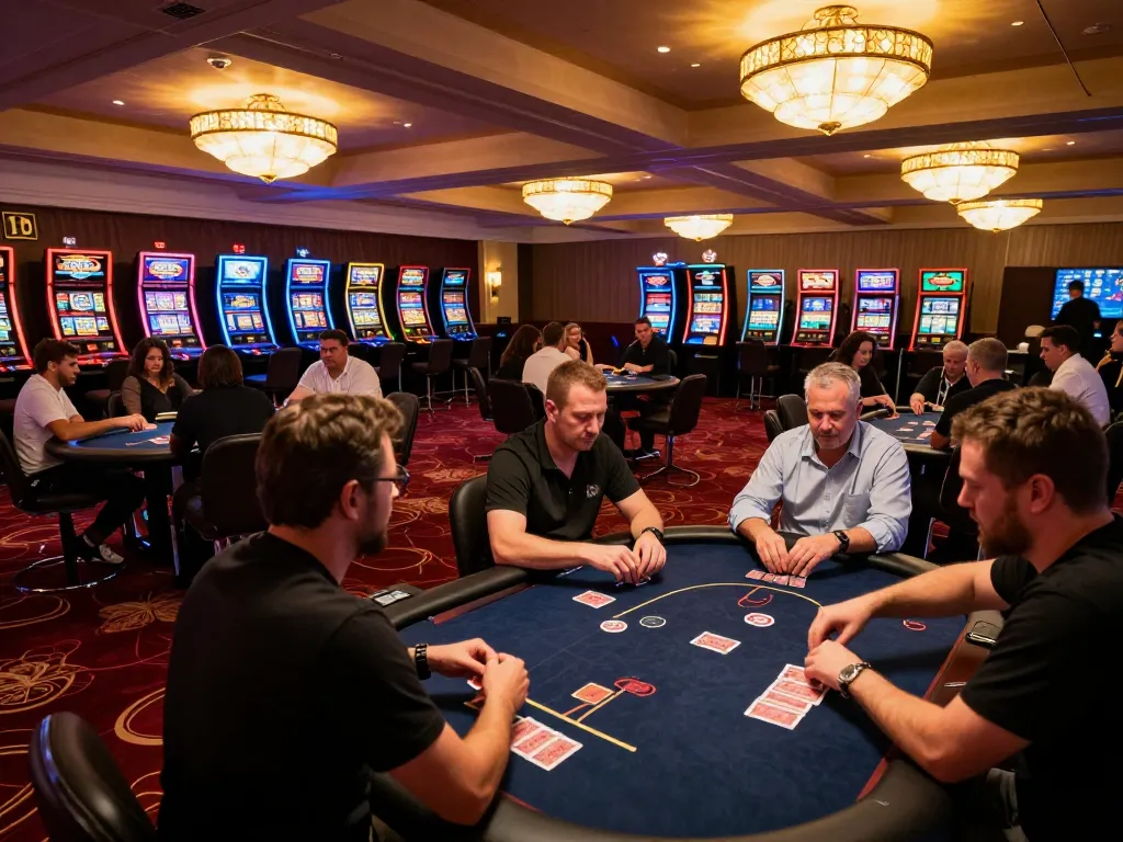 Experience thrilling poker gameplay at 78winvina casino with engaging players and luxurious ambiance.