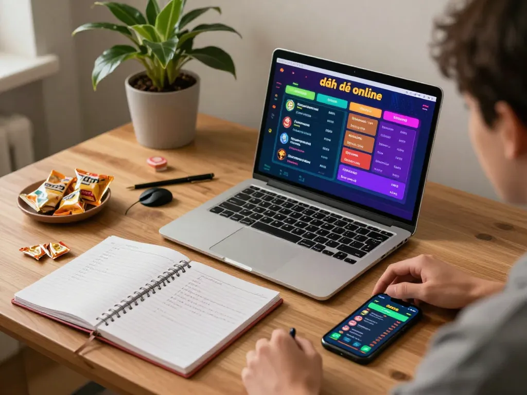 Engaging in đánh đề online strategy with colorful betting interface and detailed notes.