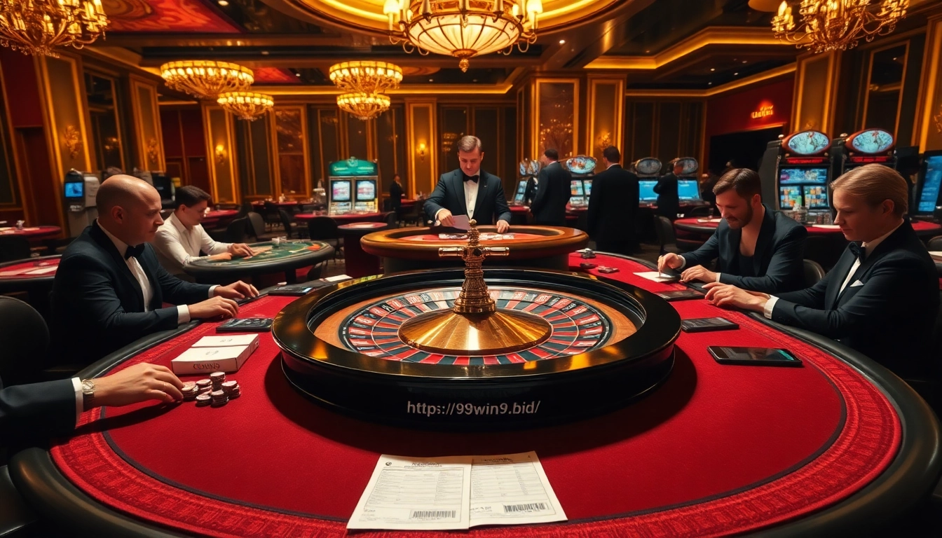 Betting action on roulette at https://98win9.bid/ showcasing excitement in a luxurious casino.