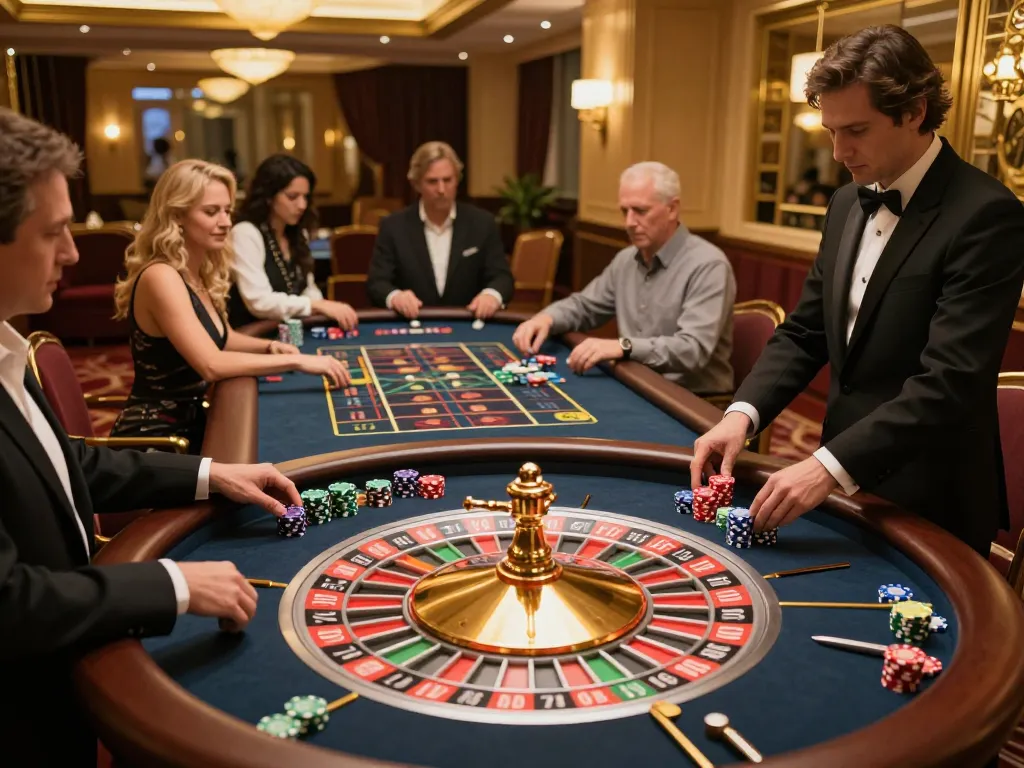 Players placing bets at a roulette table in 789bet’s luxurious casino atmosphere
