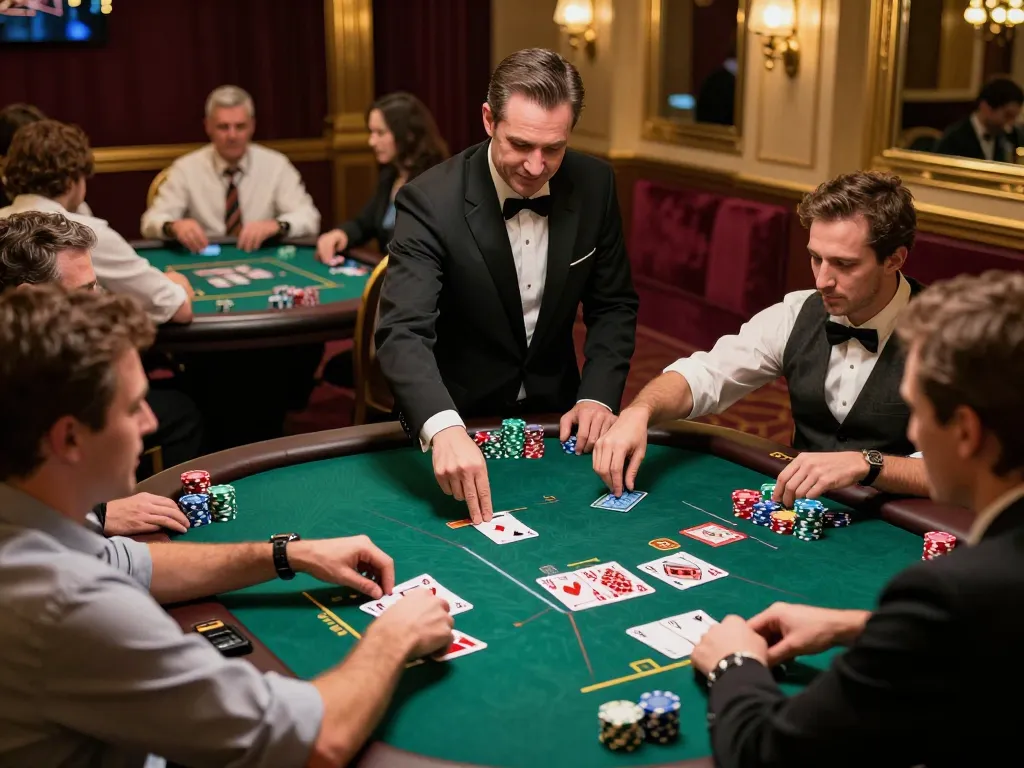 Fabet players enjoying an exciting game night at a luxurious casino table.