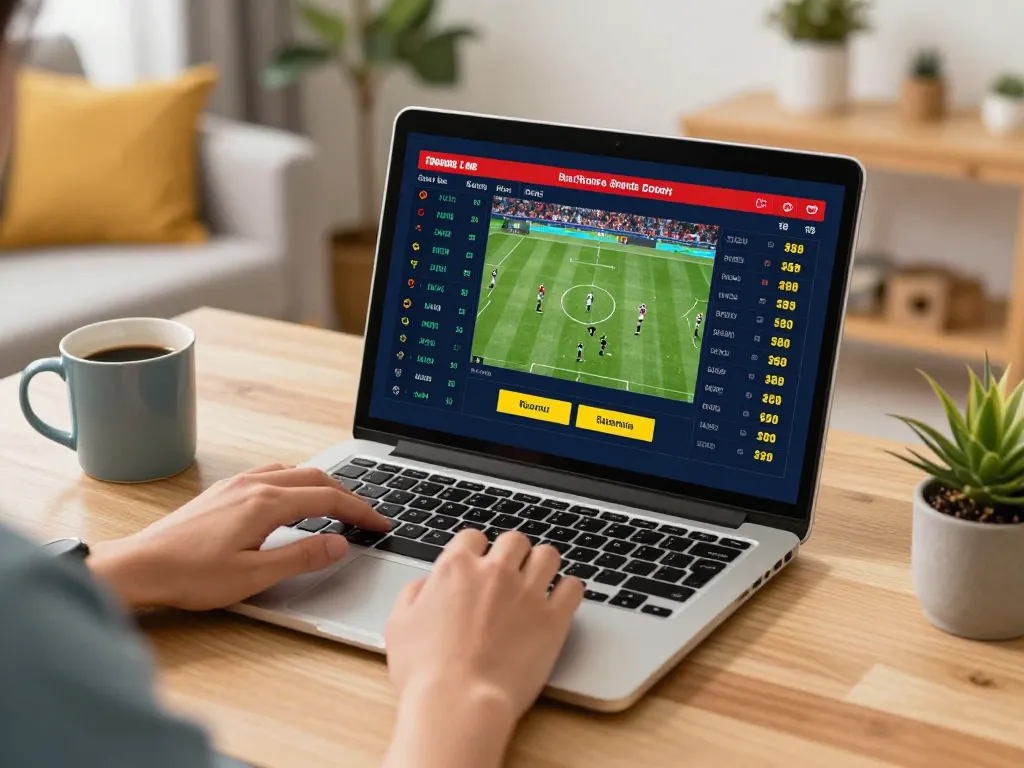 Betting on various sports events at home using tip88 website, capturing an engaging online gambling experience.