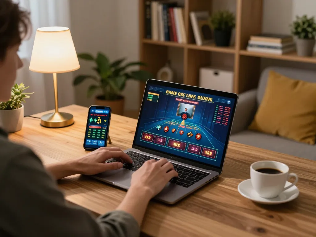 Engaging in online gaming at nhà cái go99 with a cozy setup and strategic betting notes.