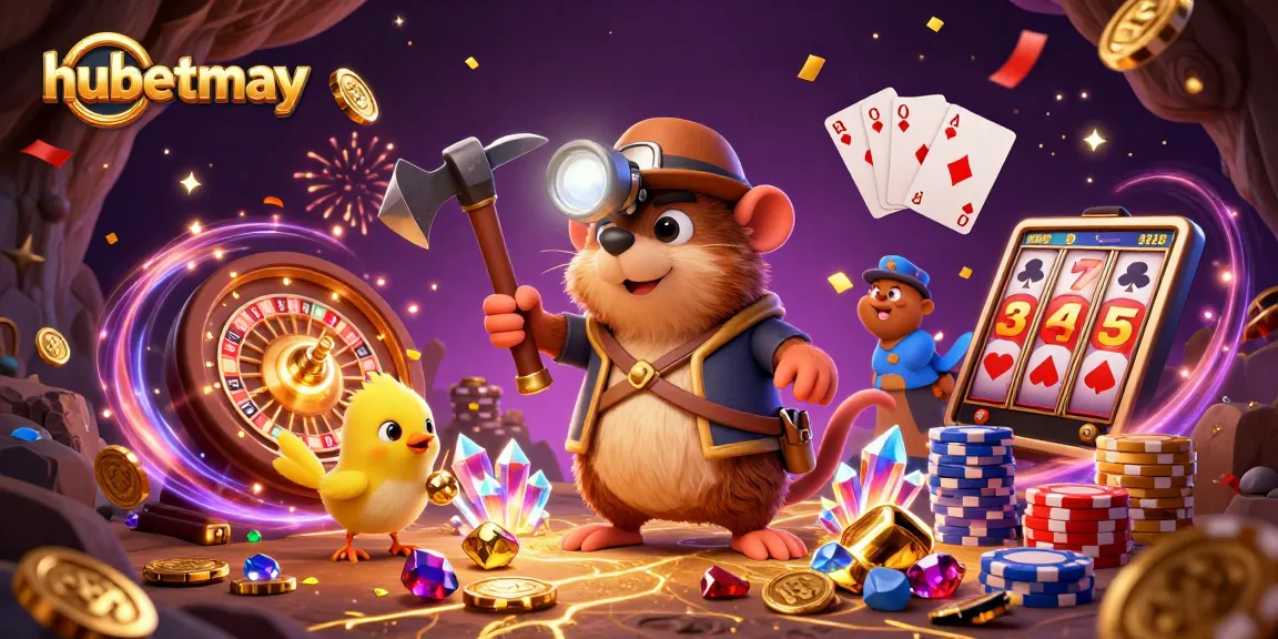 Experience thrilling wins with hubetmay at this dynamic casino adventure scene, featuring vibrant treasures and excitement.