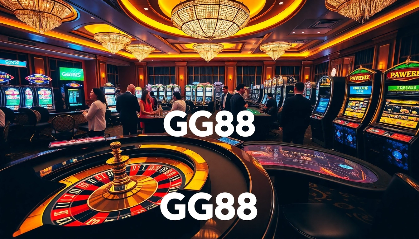 Experience the thrill of GG88 casino gaming with vibrant roulette and poker tables.