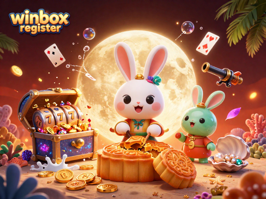 Engage with the winbox register process, featuring a lively 3D casino-themed illustration with lucky symbols.