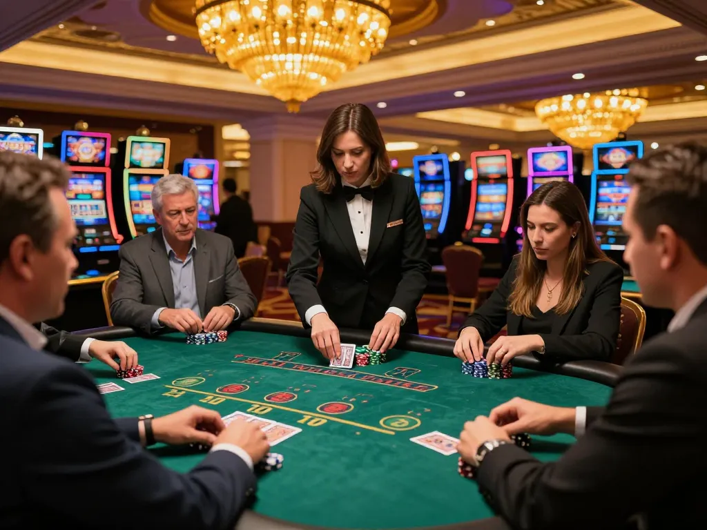 Players at a blackjack table strategizing their bets with excitement at bu88 casino.