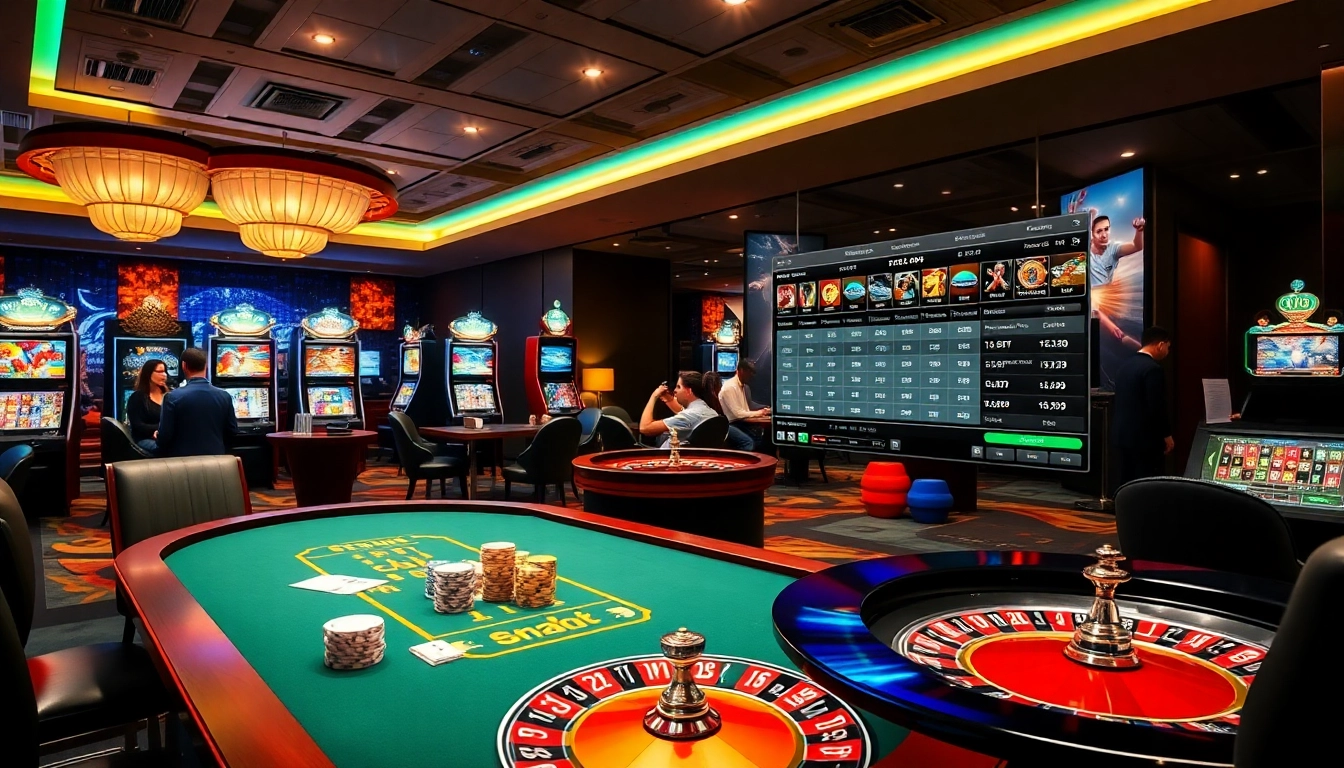 K8bet offers an exciting online casino experience with vibrant visuals of gaming and luxury.