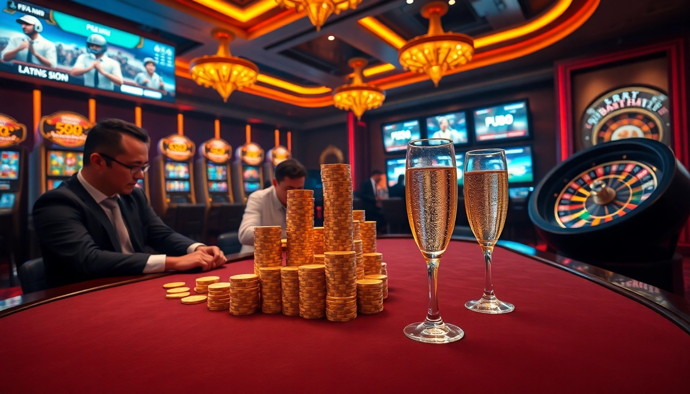 Play poker efficiently at 58win with expert strategies amid a luxurious casino backdrop.