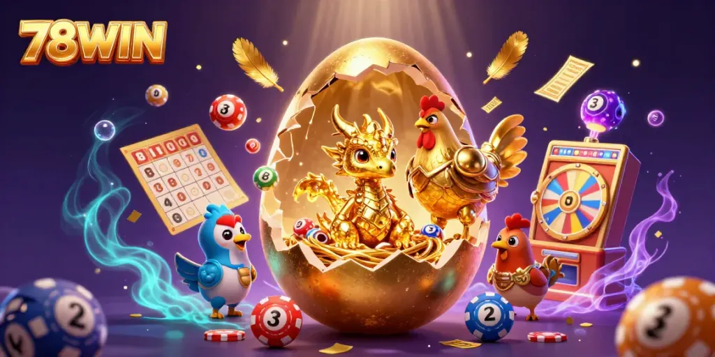 Engage with the exciting 78WIN gaming universe featuring a golden dragon and vibrant lottery elements.