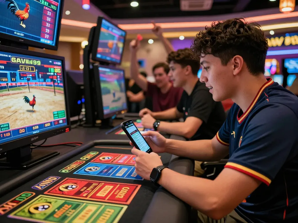 Engaging live betting experience at Gavn99 with players in a vibrant gaming environment.