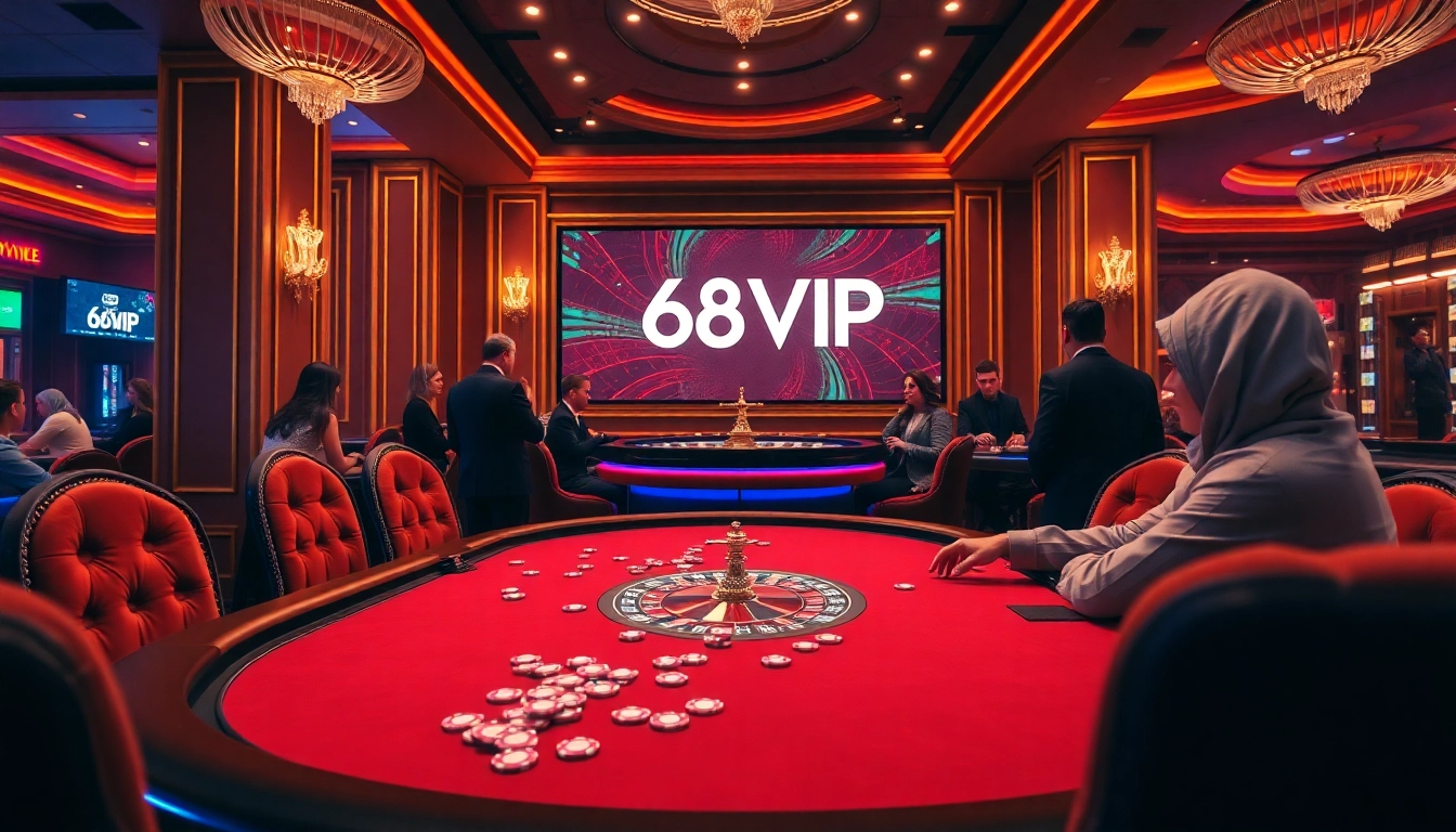 Experience the excitement of 68VIP casino games with professional players at the poker table.