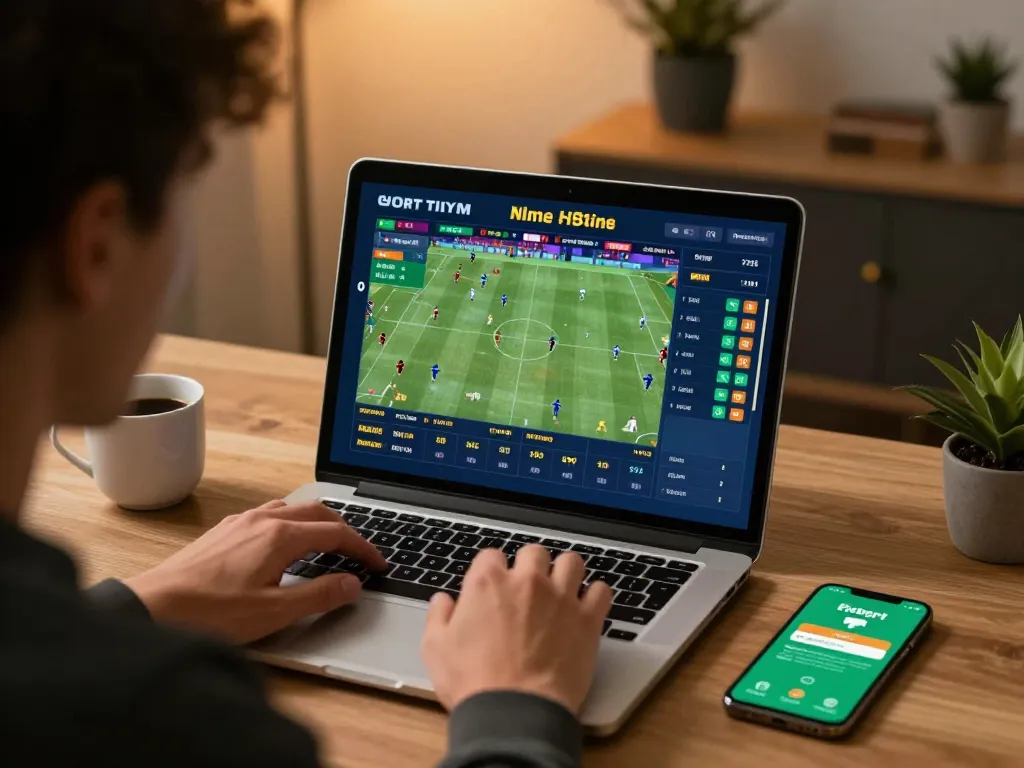 Engaging betting action on a laptop while using 68win for strategic sports wagering