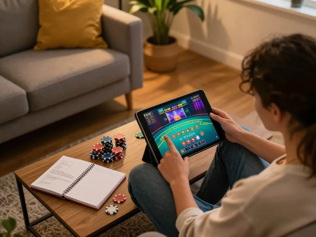 Engaging in a live dealer game on 789Club's online platform at home.