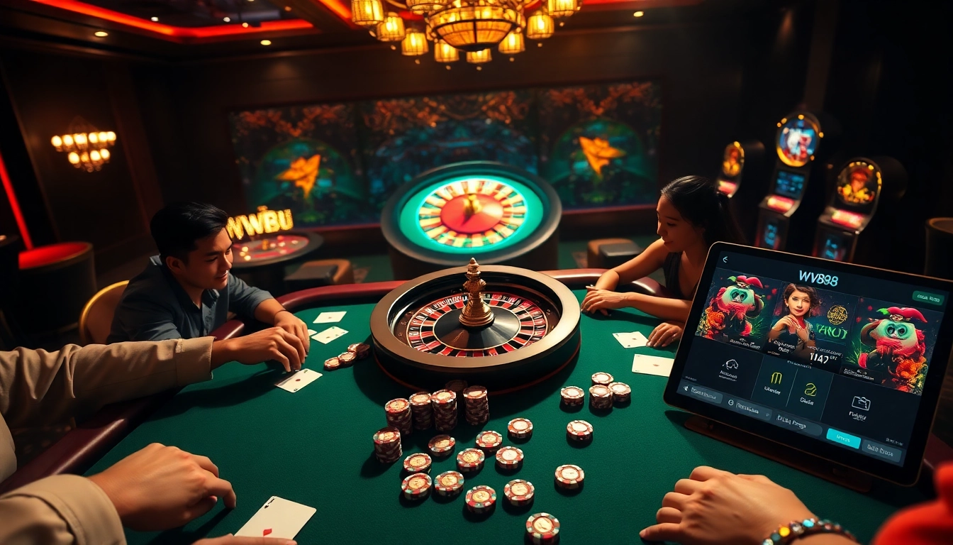 Players enjoying poker at a WW88 casino table, enhancing the thrills of online gambling.