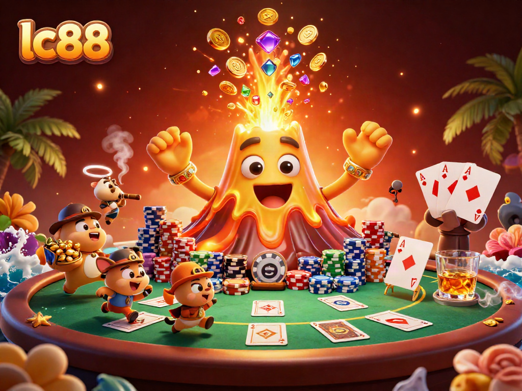 Experience thrilling gameplay with lc88 at a vibrant casino scene packed with excitement and treasures.