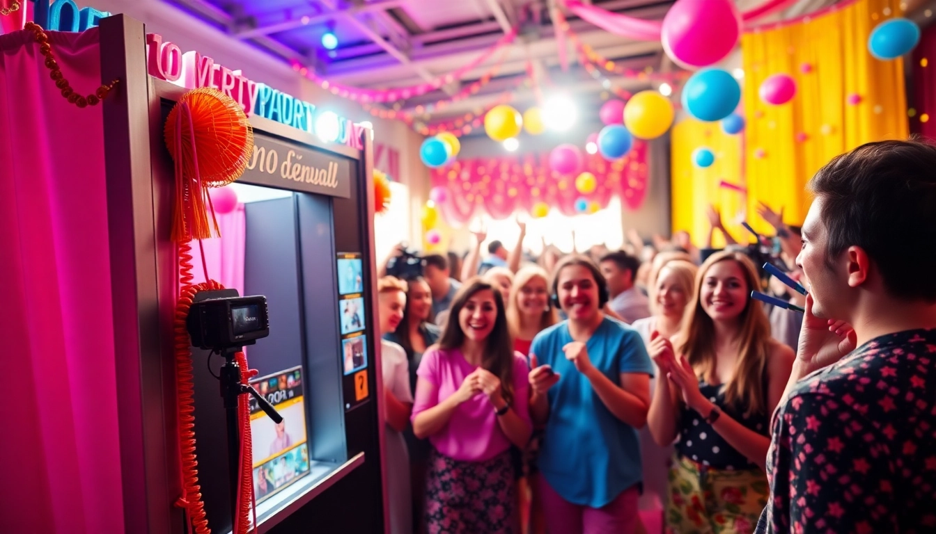 Exciting photo booth rental chicago with guests enjoying a vibrant event atmosphere.