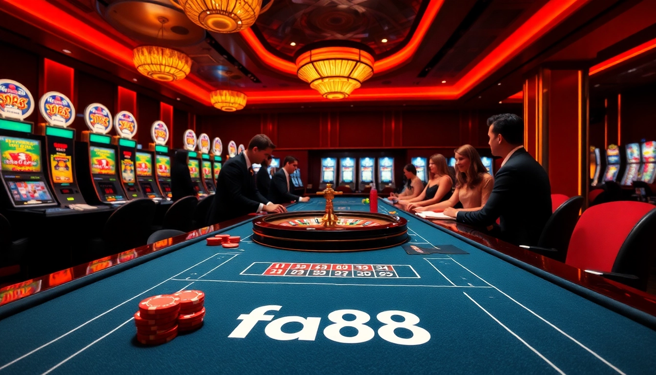 Experience the excitement of gaming at fa88 with professional dealers and vibrant casino elements.