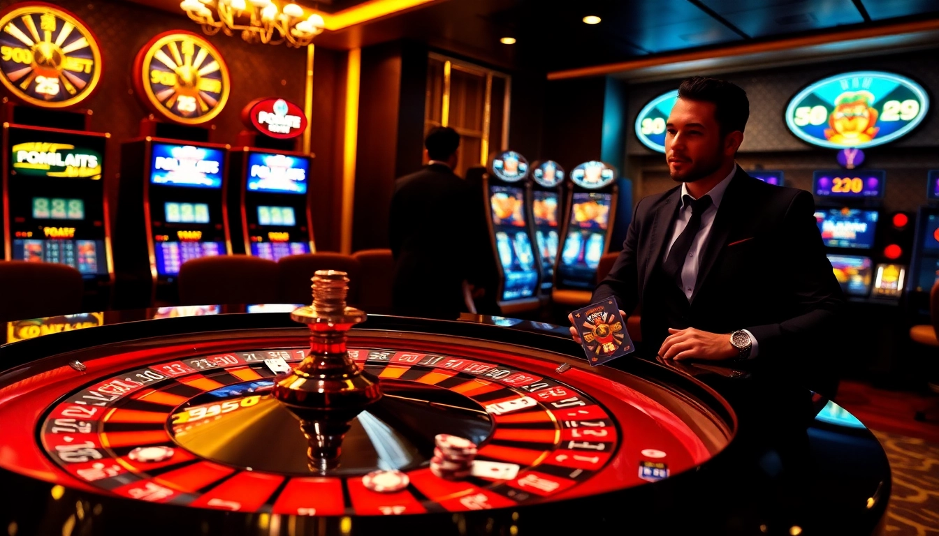 Exciting PS99 gambling scene with roulette table and poker chips, showcasing luxury and professionalism.