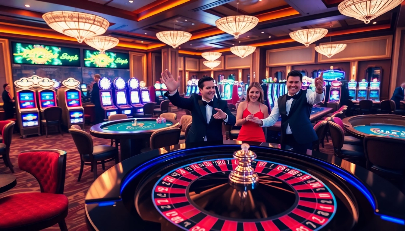Experience the excitement of winning at 999E's luxurious casino with vibrant games and eager players.
