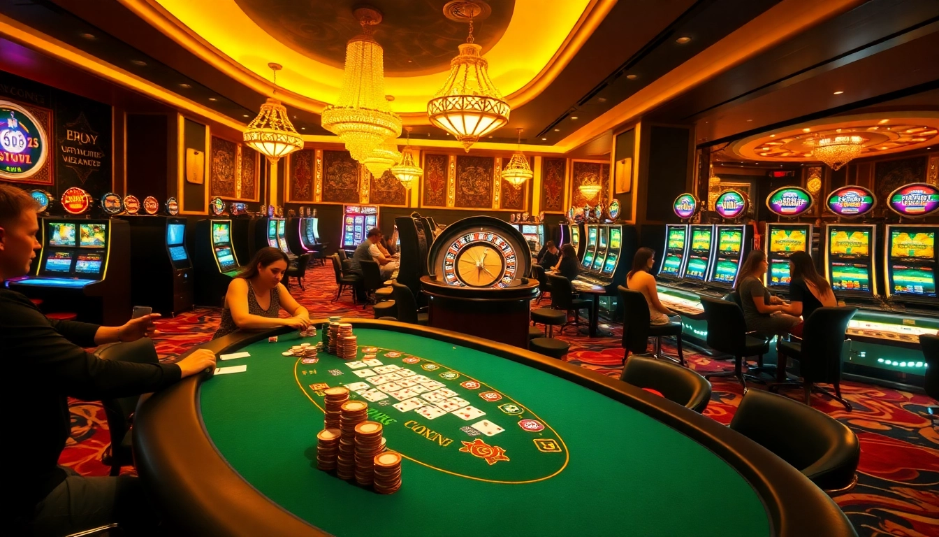 Players engaging in thrilling games at hitclub casino, showcasing poker and roulette excitement.