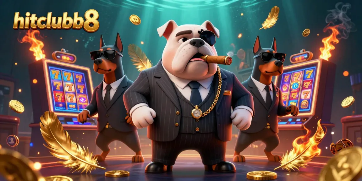 Engage with hitclubb8 in an extravagant casino scene featuring a mafia boss and dynamic gaming elements.