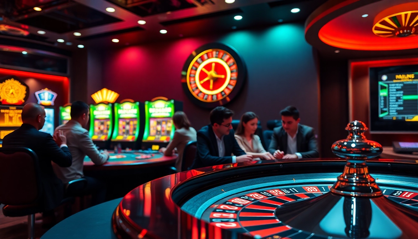 Players enjoying thrilling games at RR88 casino, showcasing excitement in a vibrant gaming environment.