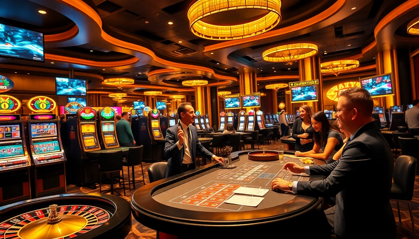 Experience the excitement of betting at https://888vnd.space/ with a vibrant casino scene featuring live tables and games.