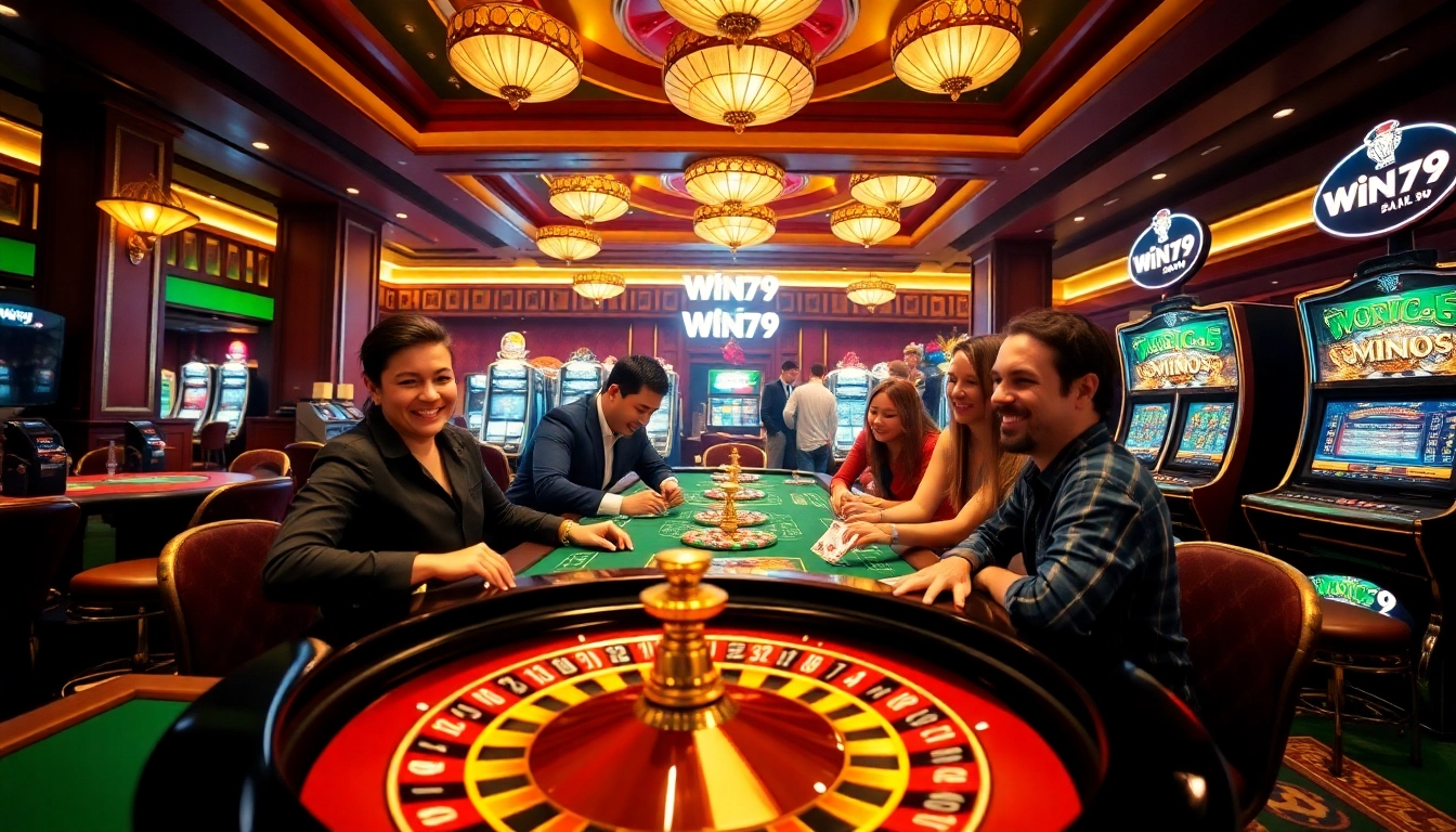 Experience the excitement of Win79 with diverse casino games, slot machines, and vibrant poker tables.