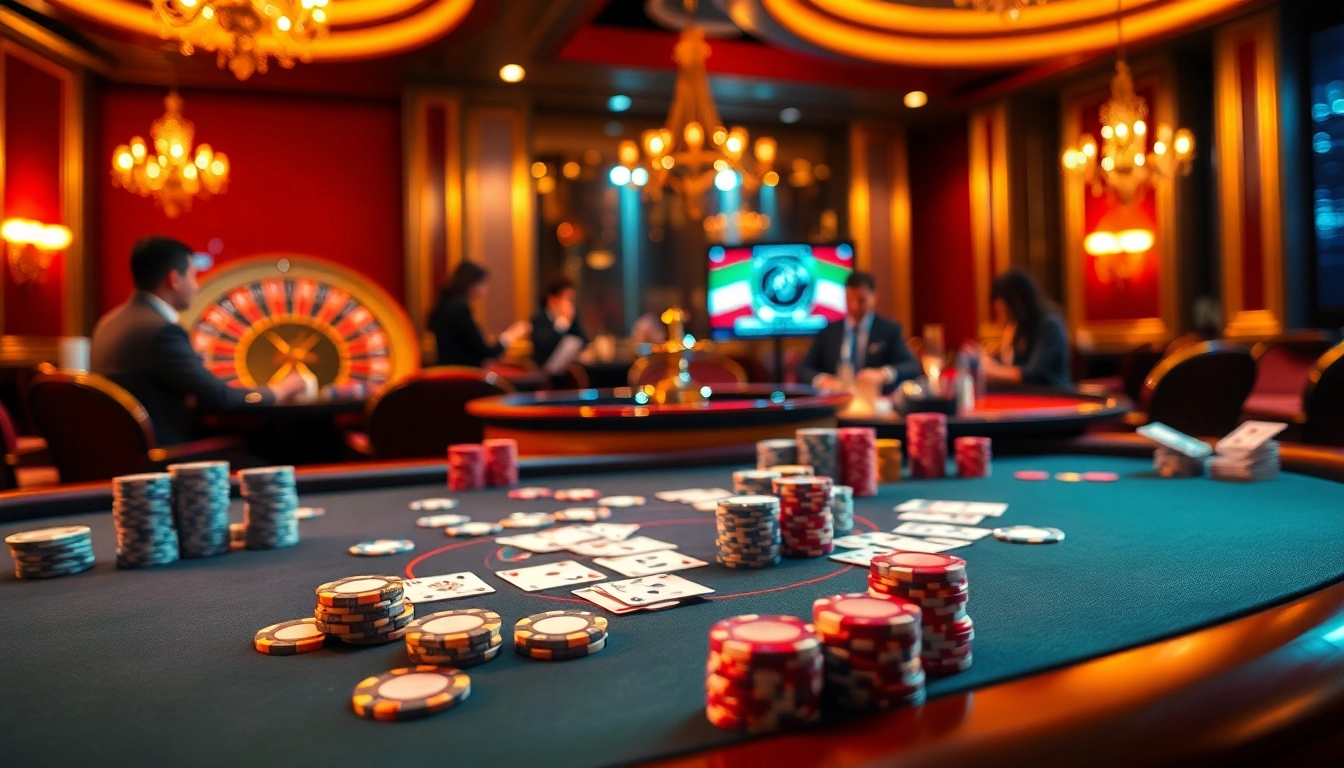 Experience the thrill of gambling at https://888vi.com.co/ with a vibrant poker table and luxurious casino ambiance.