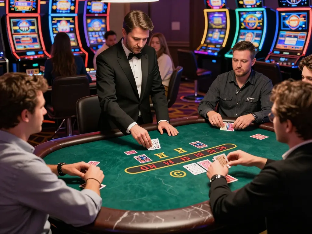 Cwin players enjoying a thrilling blackjack game with professional dealers in a vibrant casino atmosphere.