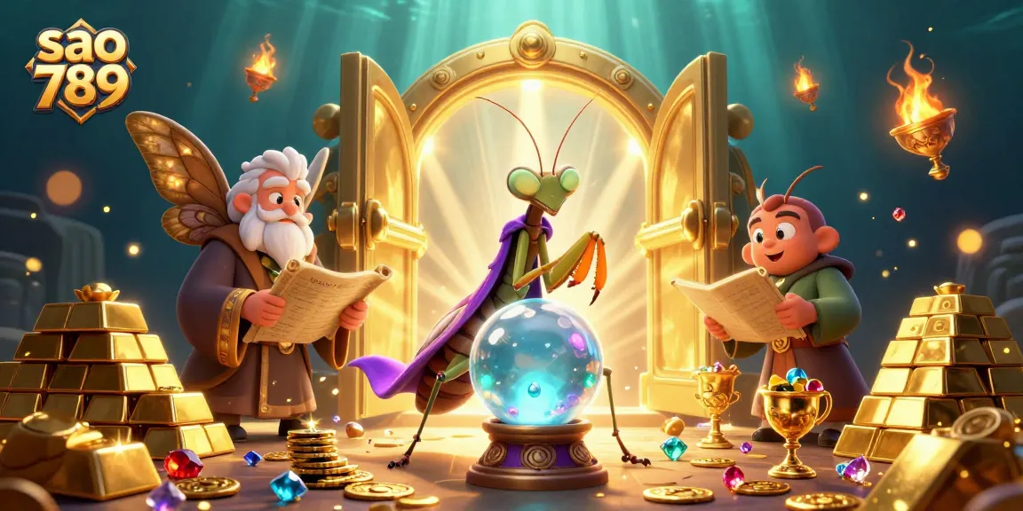 Swing into the excitement of sao 789 with vibrant casino scenes featuring jackpot treasures and mystical characters.