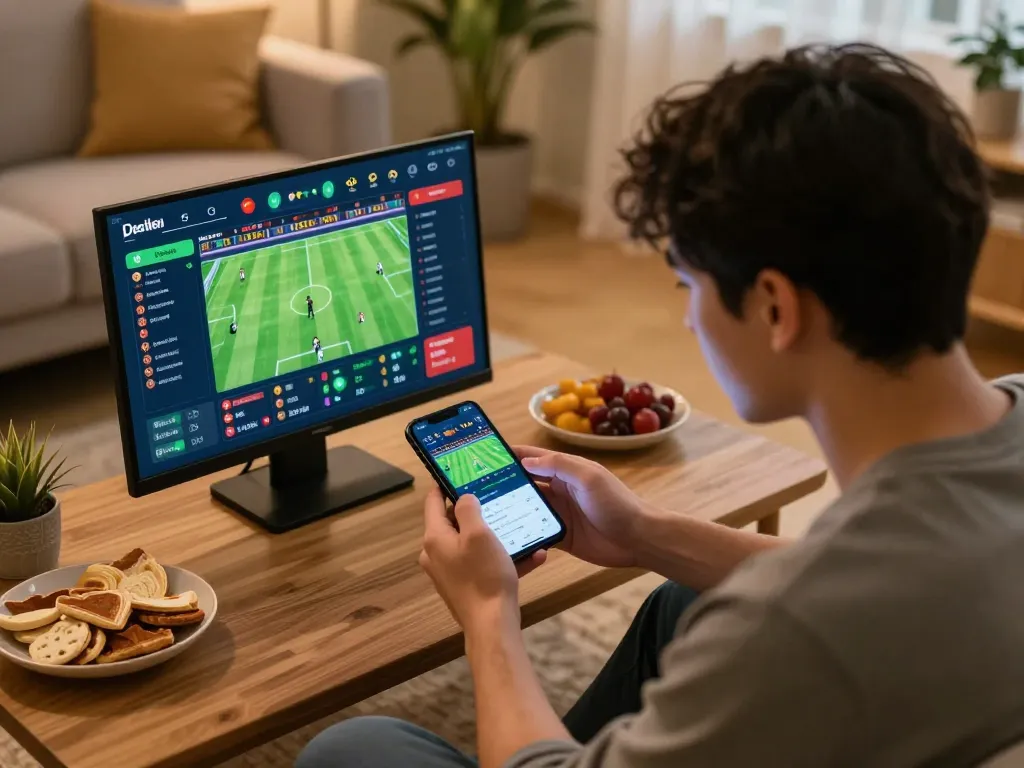 Engaging sports betting experience on luck8l app, user focused on mobile screen with live betting