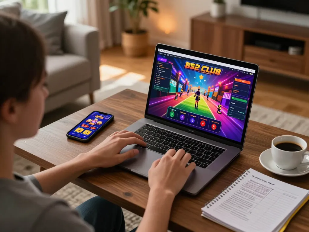 Engaging gameplay at B52 Club on a laptop, showcasing vibrant graphics and user-friendly interface.