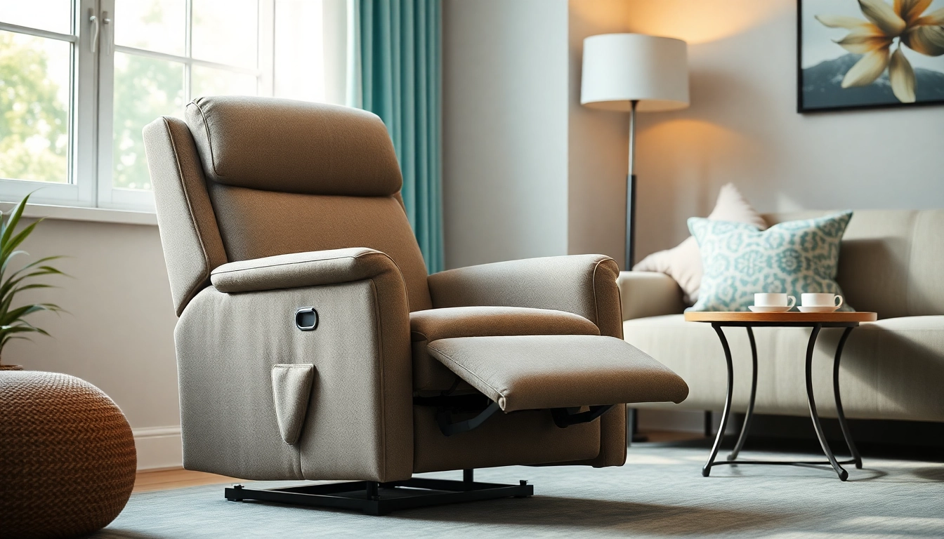 Experience the comfort of lift chair recliners placed in a modern, cozy living room.