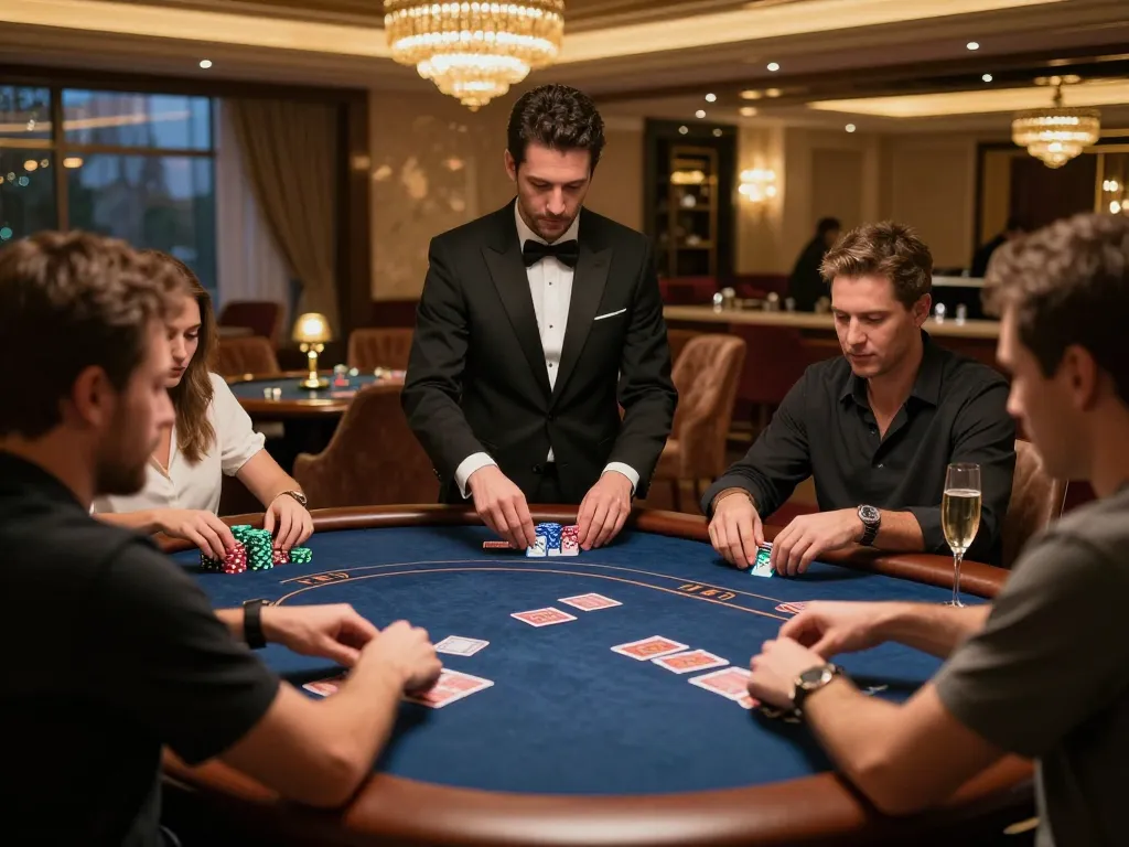 Engaging poker game at KKWIN's VIP area, showcasing luxury and excitement in gambling