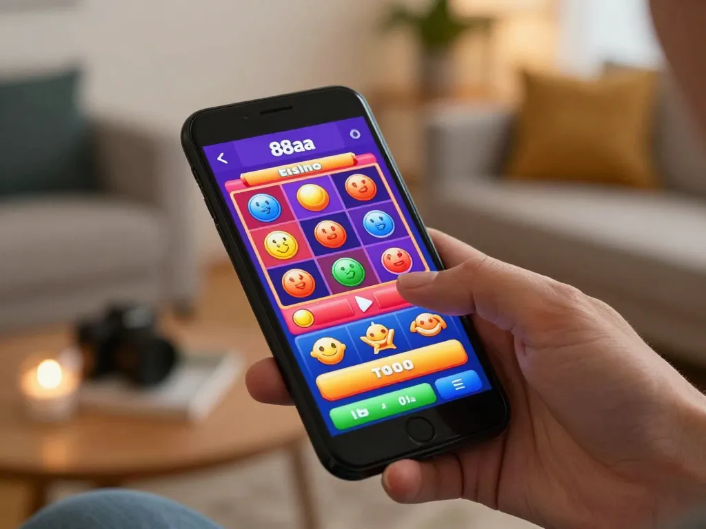 Engaging with the 88aa online casino app on a mobile device, vibrant gaming interface.