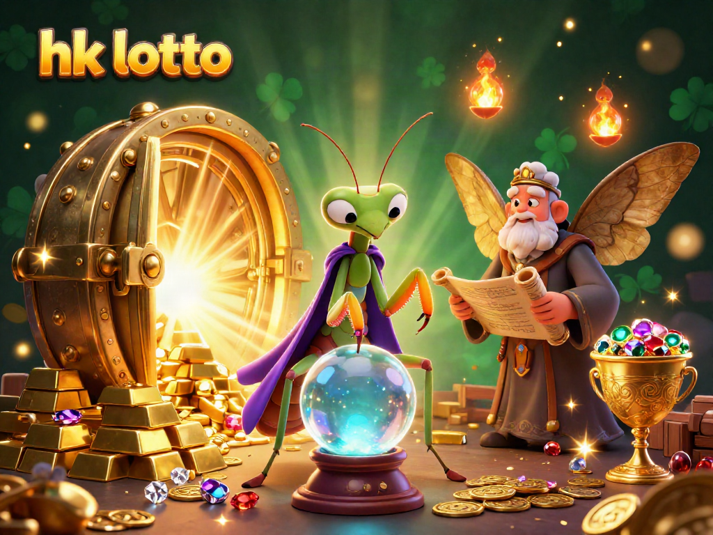 Engage with hk lotto through this vibrant 3D illustration showcasing fortune teller and gems in a captivating scene.