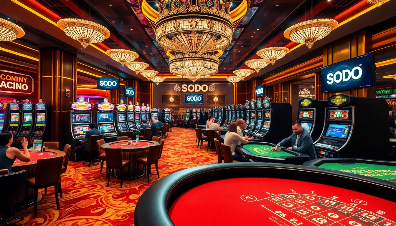 Experience the thrill of SODO Casino with exciting gaming tables and vibrant slot machines.