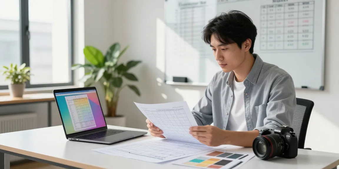 Detail of a quantity surveyor working on bill of quantities services in a modern office.