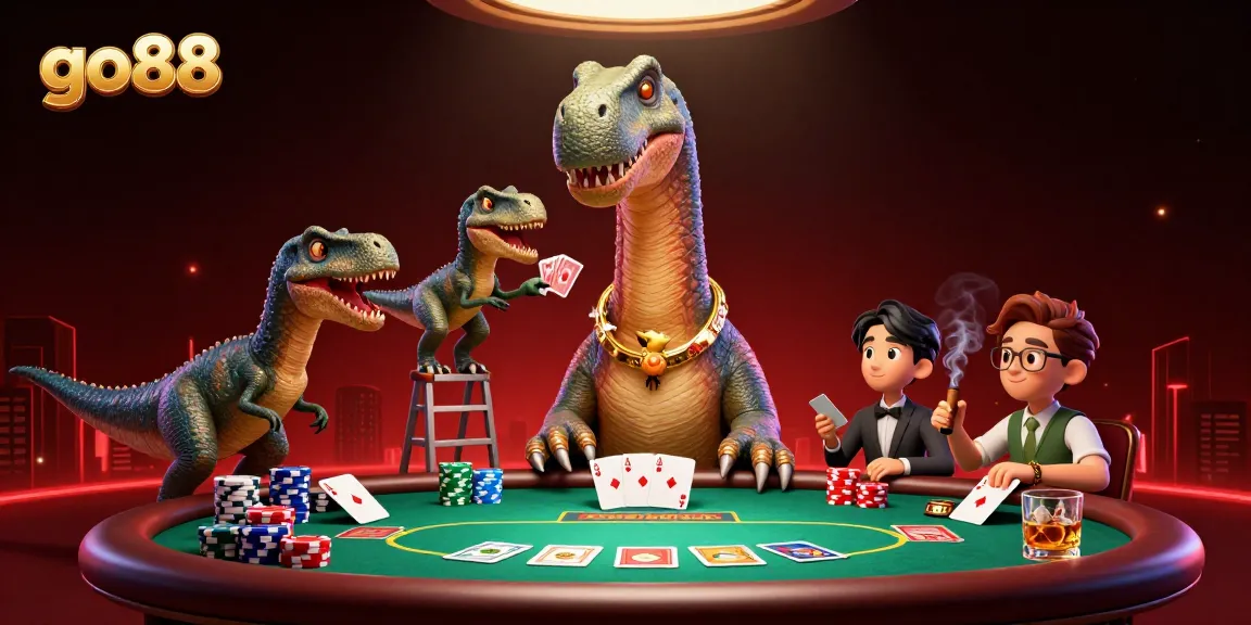 Experience the excitement of go88 in a vibrant casino scene with towering characters and dynamic gameplay.