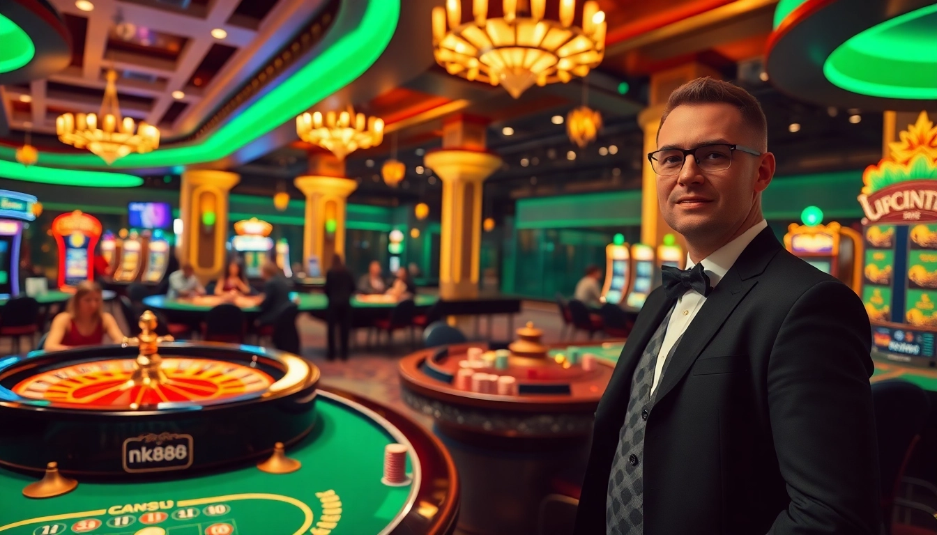 Experience excitement at nk88 with energetic players at luxe casino tables and vibrant slot machines.