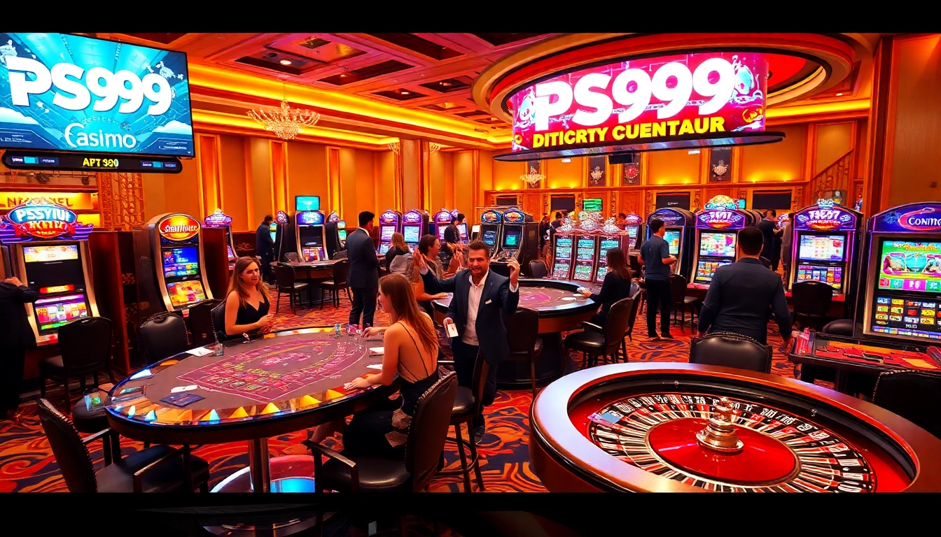 Players engaging in thrilling games at PS99 casino, showcasing excitement and luxury.