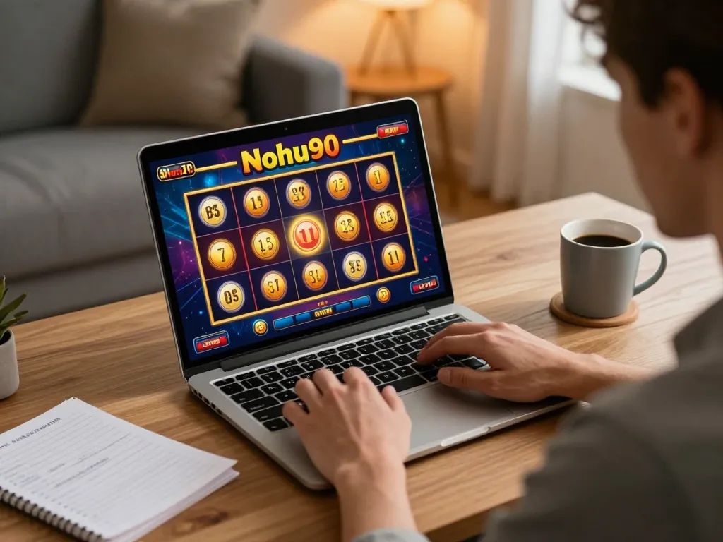 Nohu90 player enjoying an immersive experience on a laptop at home.