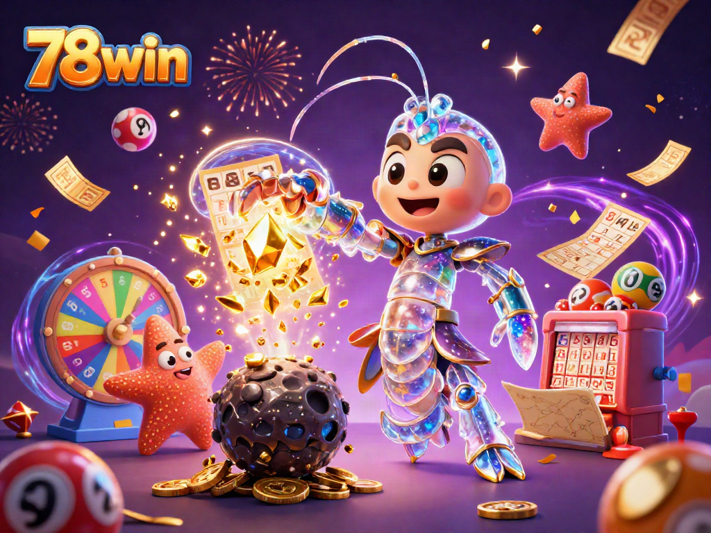 Engage with 78win’s vibrant casino adventures amidst exploding gems and a celestial backdrop.