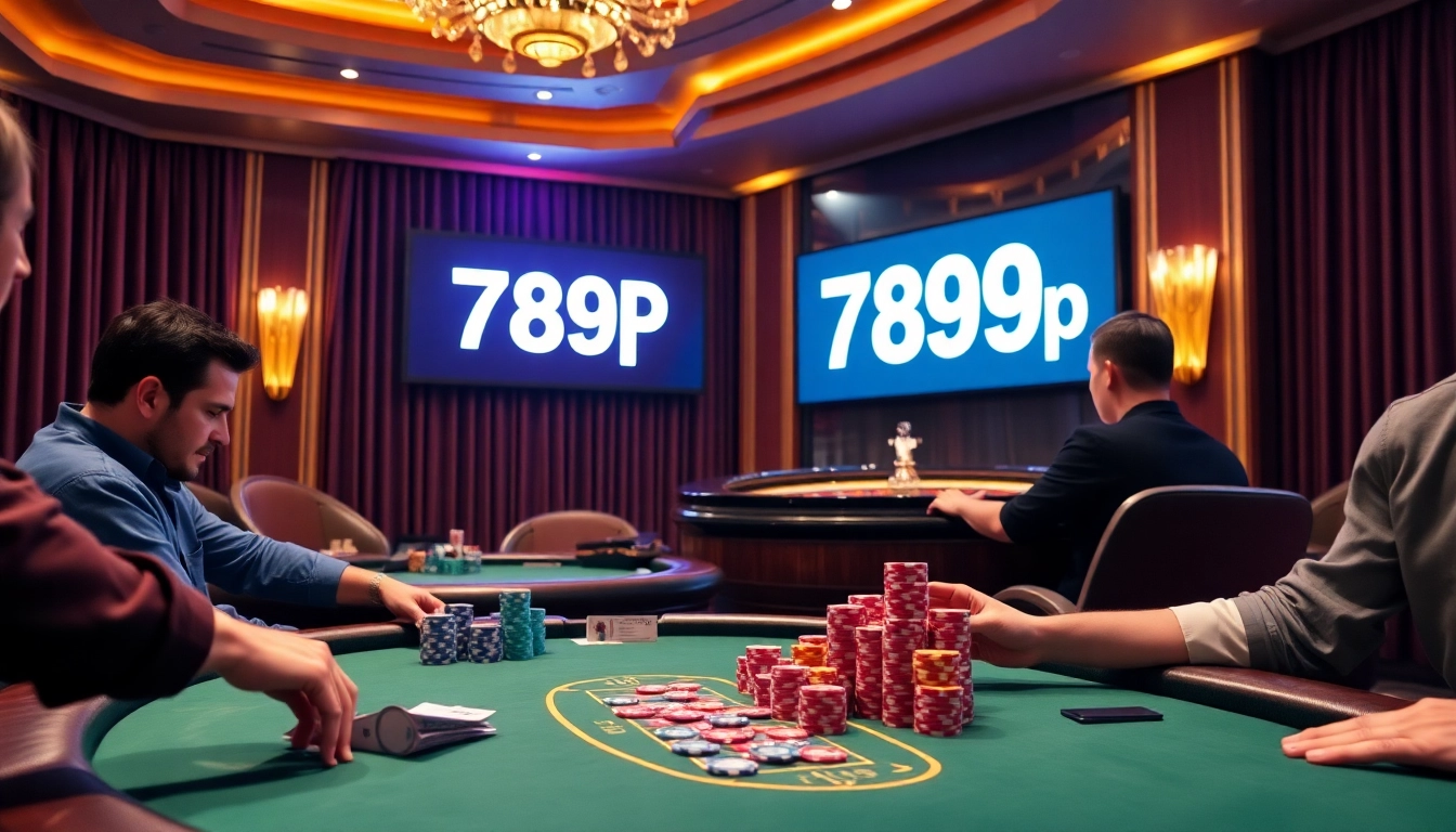 Engaged players at a high-stakes poker table experience the thrill of 789p gaming.